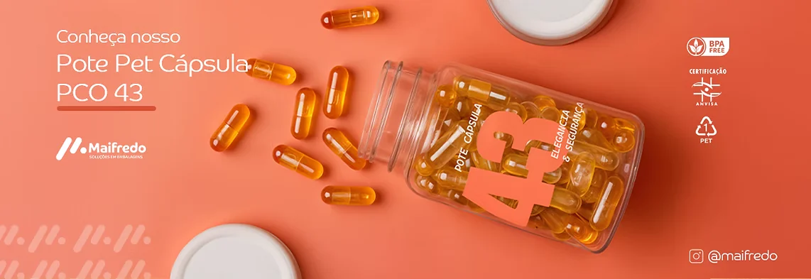 Conheça nosso Pote PET Cápsula PCO 43, para cápsulas e suplementos