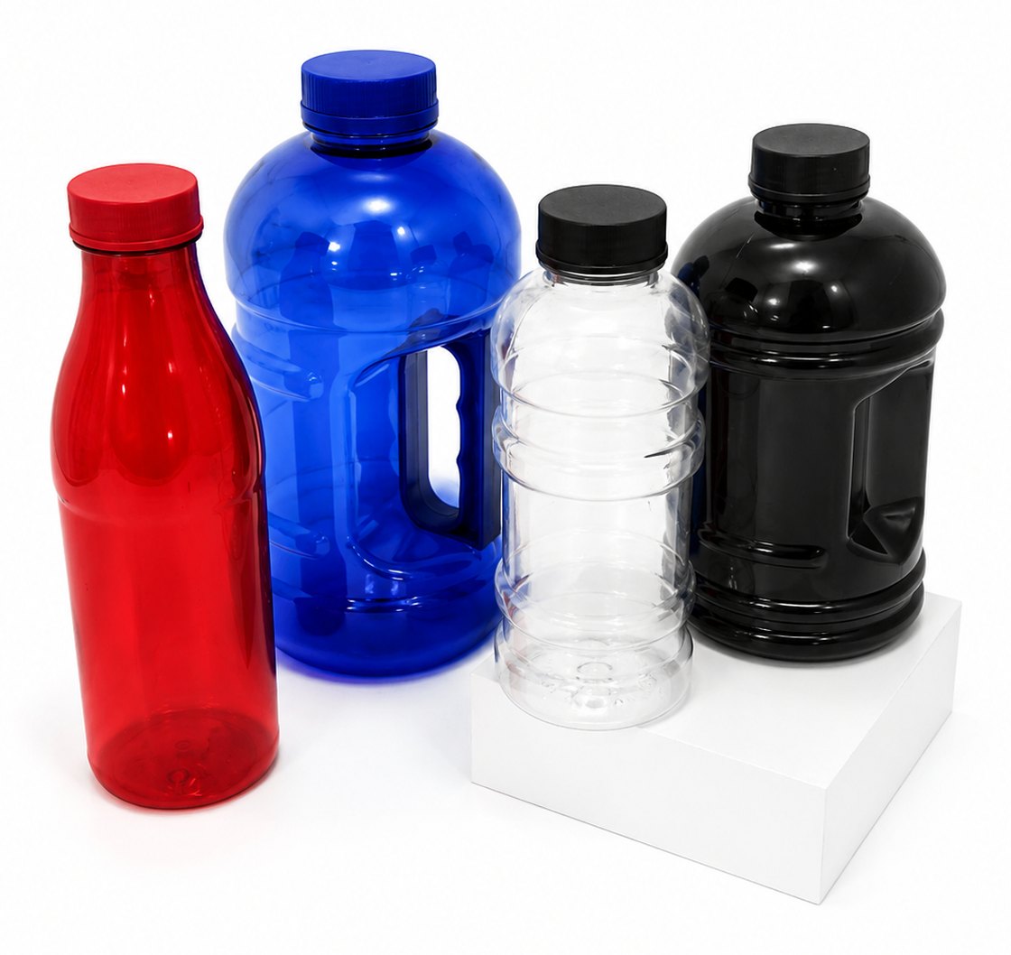 Galões Maifit em vermelho, azul, cristal e preto, dois deles com pega no corpo para carregar